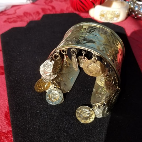 Sold Gypsy Coin Cuff - Picture 2 of 4